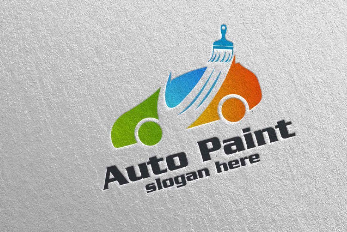 Auto Paint Logo - Car Painting Logo with Brush and Sport Car Concept 4