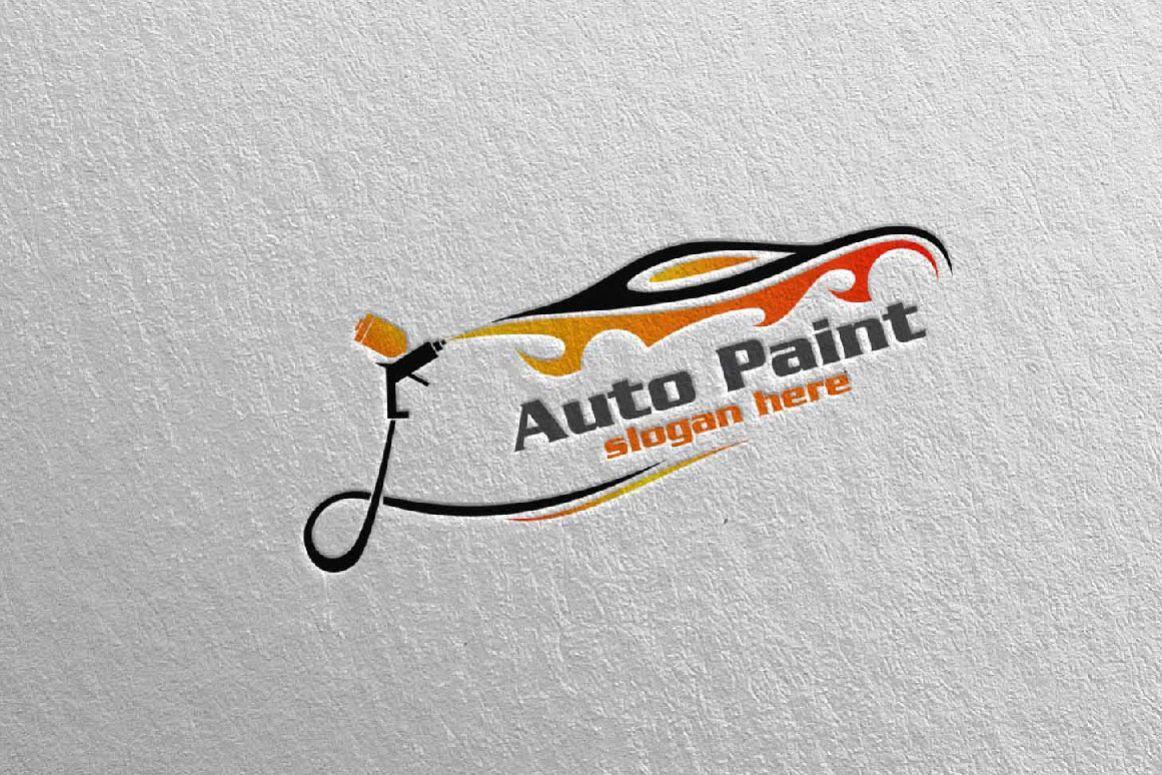 Auto Paint Logo - Car Painting Logo with Spray Gun and Sport Car Concept 9