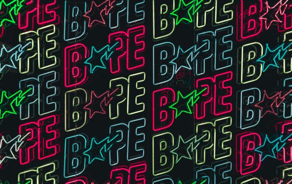 BAPE Neon Logo - Bape photo by Sanmeet Chahil (@sanmeet) on Unsplash