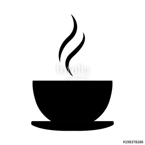 Simple Black Logo - Simple, Black Coffee Cup Silhouette Icon Logo. Hot Drink Icon