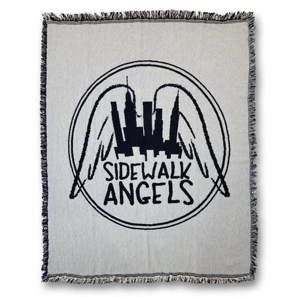 Black and White Angels Logo - Official Sidewalk Angels Logo Woven Blanket | Sidewalk Angels