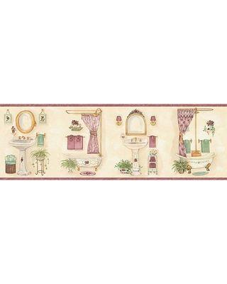 Pink and Blue Mountain Logo - Remarkable Deal on Blue Mountain Vintage Bathroom Wallpaper Border, Pink