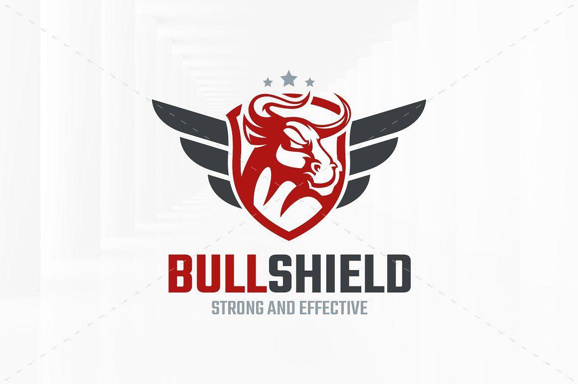 Shield -Shaped Logo - Bull Shield Logo Template Logo Templates Creative Market