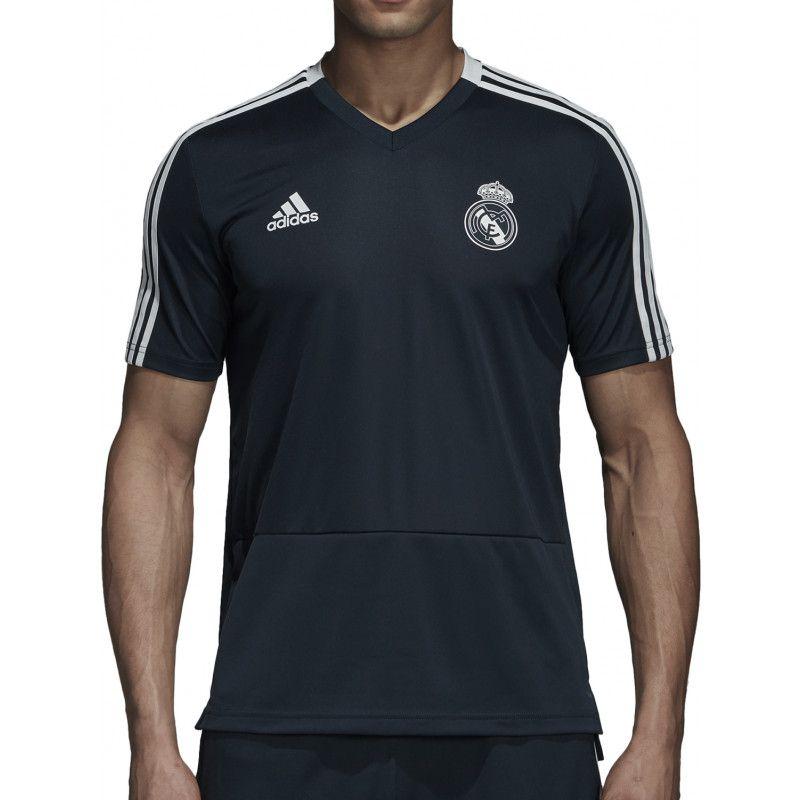 Adidas Real Madrid 2018 Logo - adidas Real Madrid 2018/19 Mens Short Sleeve Training Top - Navy ...