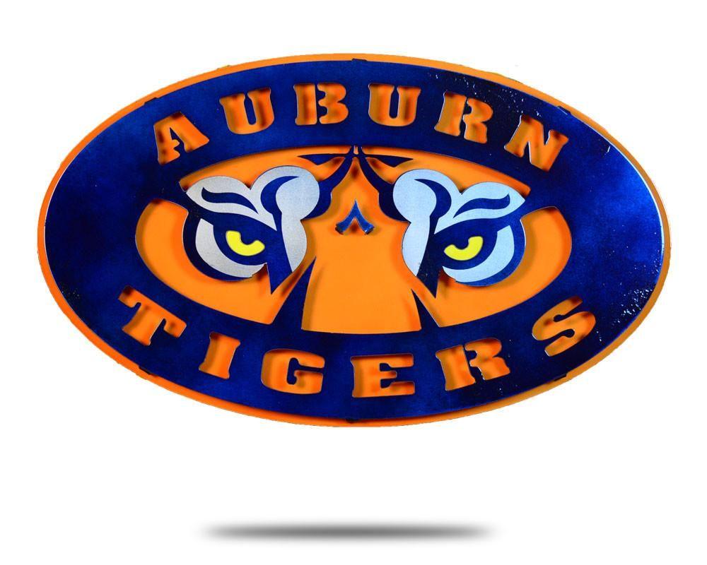 Auburn Logo - Auburn University Tiger Head 3D Vintage Metal Artwork - Hex Head Art