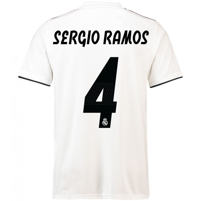 Adidas Real Madrid 2018 Logo - Sergio Ramos 4 Real Madrid Home Jersey 2018/19 (Adidas) DH3372 + ...