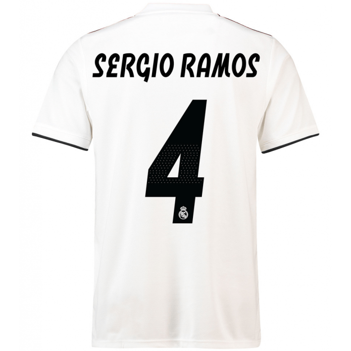 Adidas Real Madrid 2018 Logo - Sergio Ramos 4 Real Madrid Home Jersey 2018 19 (Adidas) DH3372 +