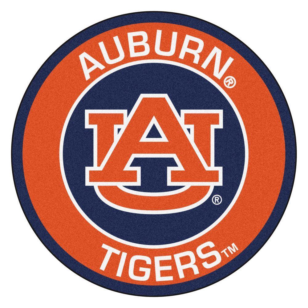 Auburn Logo - FANMATS NCAA Auburn University Orange 2 ft. x 2 ft. Round Area Rug ...