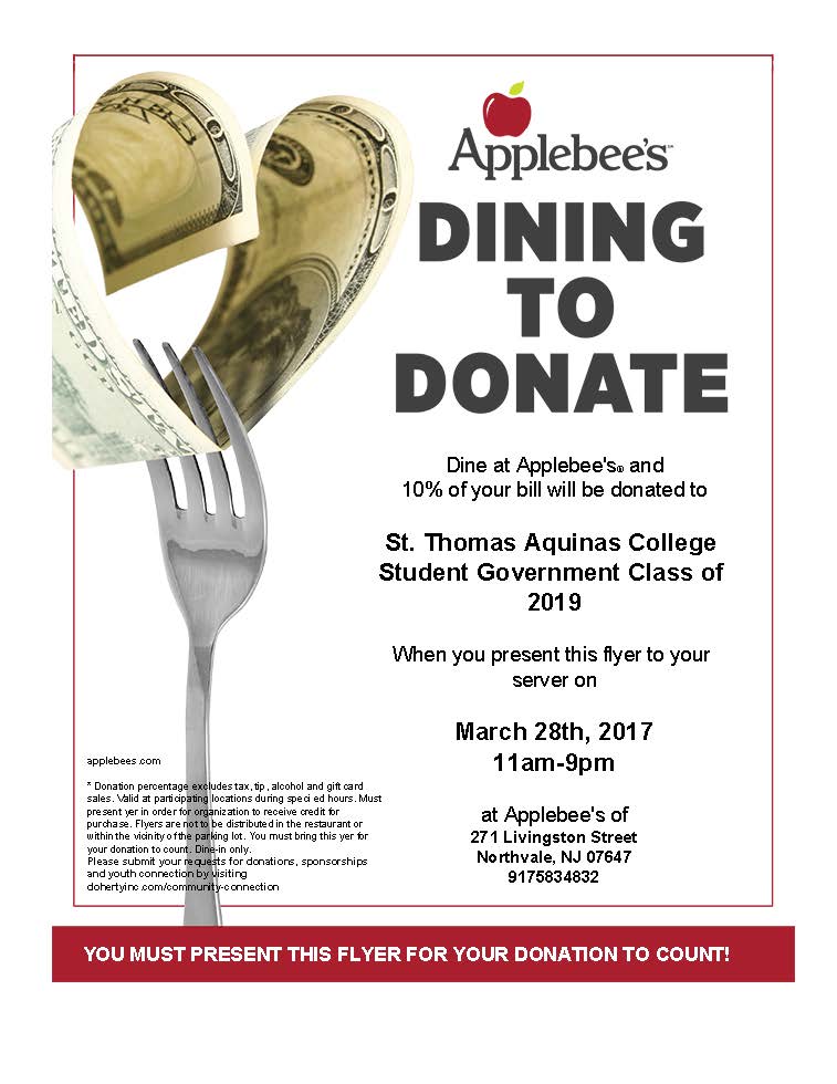 Applebee's Community Connections Logo - Applebee's Dining to Donate by the Class of 2019