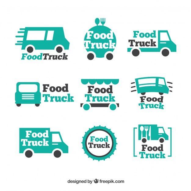 Food Cart Logo - Food truck logo collection with minimalist style Vector