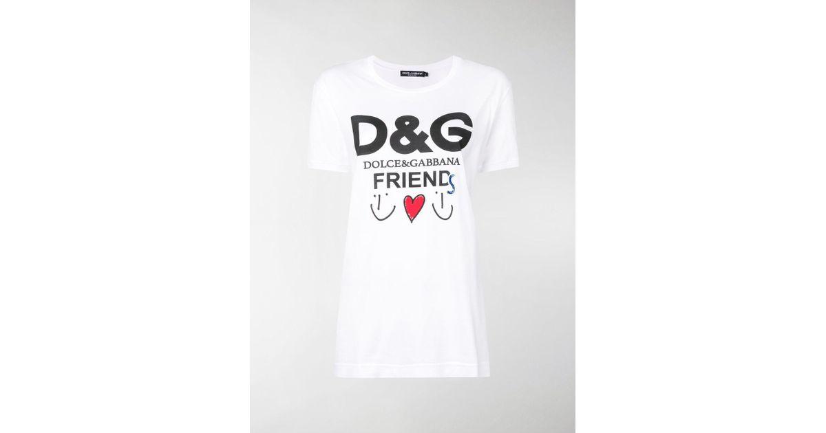 Black and White Friends Logo - Dolce & Gabbana Friends Logo T Shirt In White