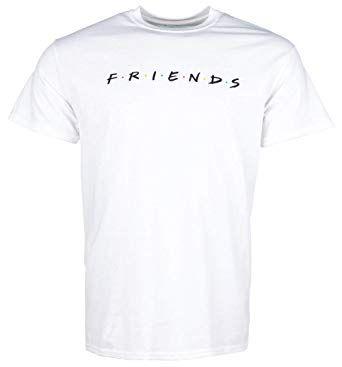 Black and White Friends Logo - TruffleShuffle Mens Friends Logo T Shirt White Off White: Amazon.co