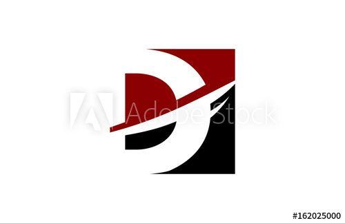 Red Square D Brand Logo - D Red Square Swoosh letter Logo this stock vector and explore