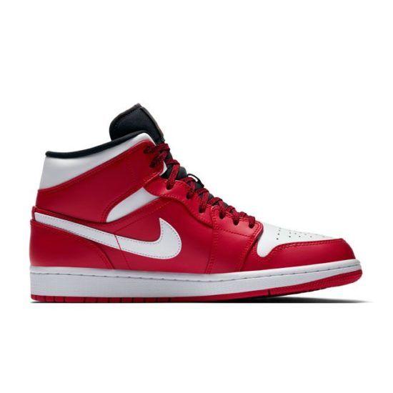 Red White Nike Logo - NIKE JORDAN AIR JORDAN 1 MID GYM RED WHITE NKE961RW