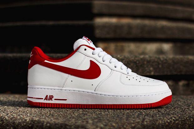 White On Red Nike Logo - Nike Air Force 1 Low - White - Gym Red - SneakerNews.com