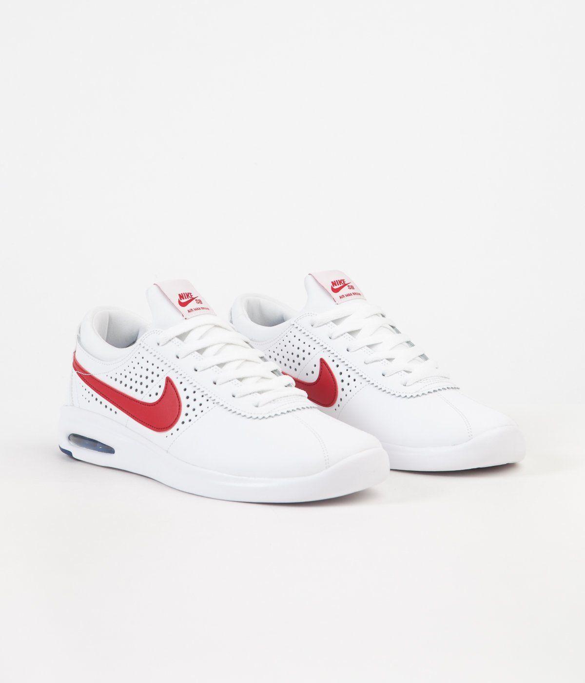 white nike shoes red swoosh