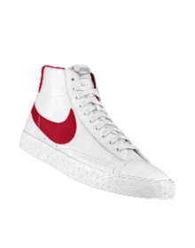 White On Red Nike Logo - Nike Store. NikeiD. White high tops Nike Blazers with red swoosh ...