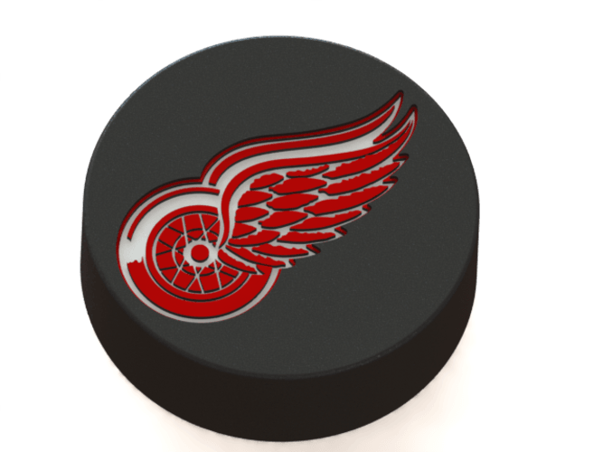 Red Wings Hockey Logo - 3D Printed Detroit Red Wings logo on ice hockey puck. by Ryšard