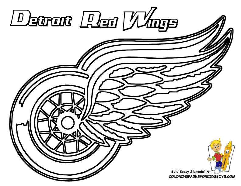 Red Wings Hockey Logo - NHL Mascots Coloring Pages print | kaboodle - detroit red wings logo ...