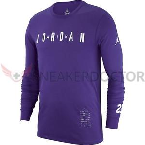 Purple Jordan Logo - Nike Mens Jordan HO1 Long Sleeve Basketball Shirt Germain Blue White
