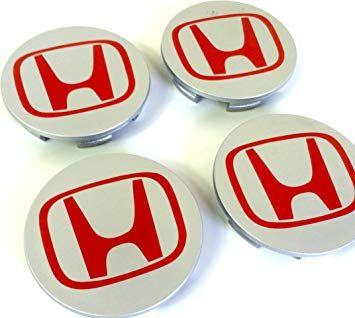Red and Silver Automotive Logo - Set of 4 HONDA Alloy Wheels Centre Hub Caps 68mm Cover SILVER GREY ...