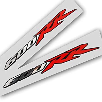 Red and Silver Automotive Logo - Honda CBR 600 RR Red , SIlver chrome & Black stickers graphics x 2