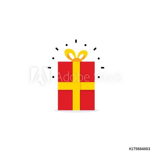 Crown Over a Red Box Logo - Gift box with yellow ribbons and linear rays, Red box icon, Present ...