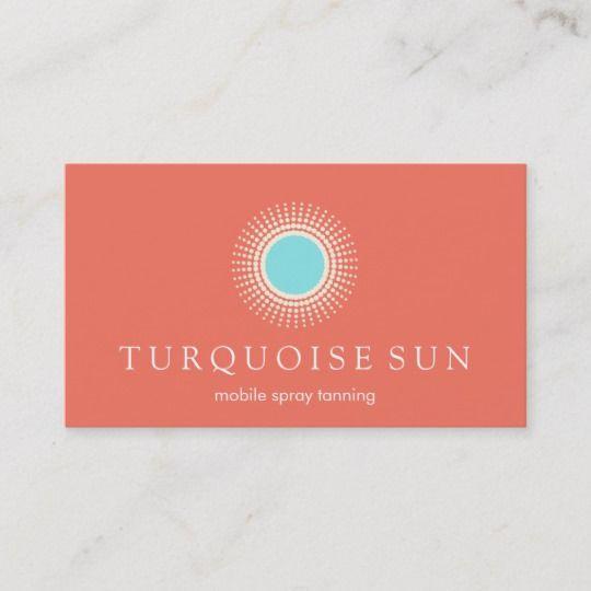 Turquoise and Orange Logo - Spray Tanning Orange and Turquoise Sun Logo Business Card | Zazzle.co.uk