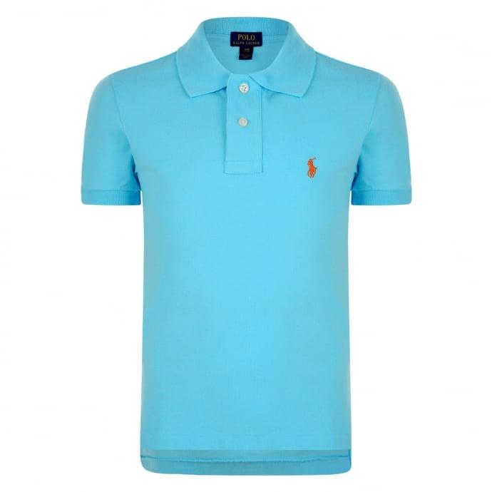 Turquoise and Orange Logo - Ralph Lauren Boys Turquoise Custom Fit Polo Shirt with Orange Logo ...