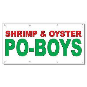 Red and Green Banner Restaurant Logo - Shrimp & Oyster Po Boys Red Green Food Bar Restaurant Truck Vinyl