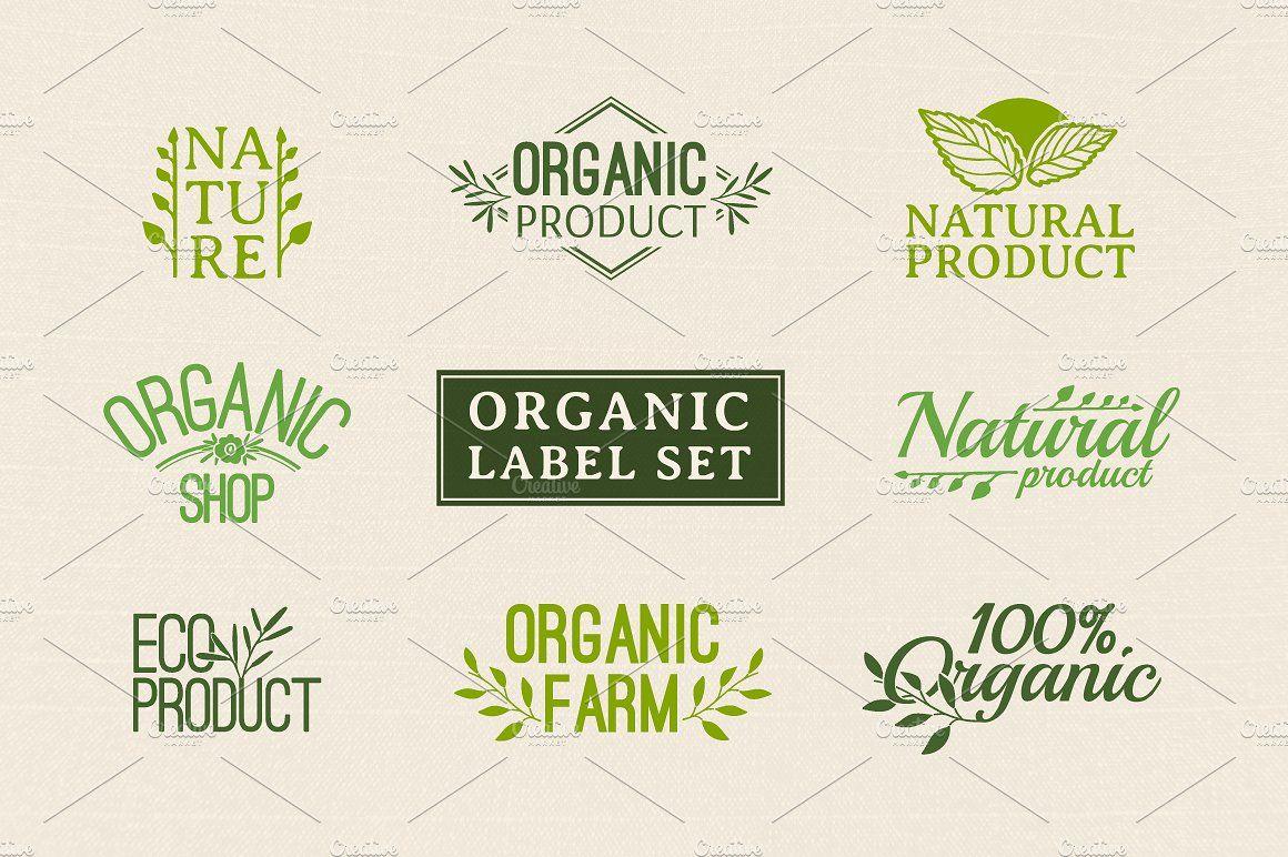 Organic Logo - Set organic logo and label ~ Logo Templates ~ Creative Market