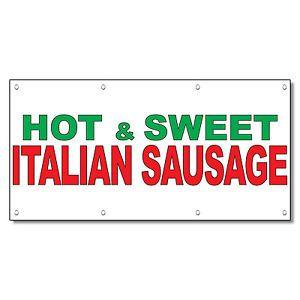 Red and Green Banner Restaurant Logo - Hot & Sweet Italian Sausage Green Red Food Bar Restaurant Vinyl ...