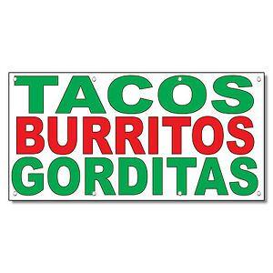 Red and Green Banner Restaurant Logo - Tacos Burritos Gorditas Green Red Food Bar Restaurant Truck Vinyl ...