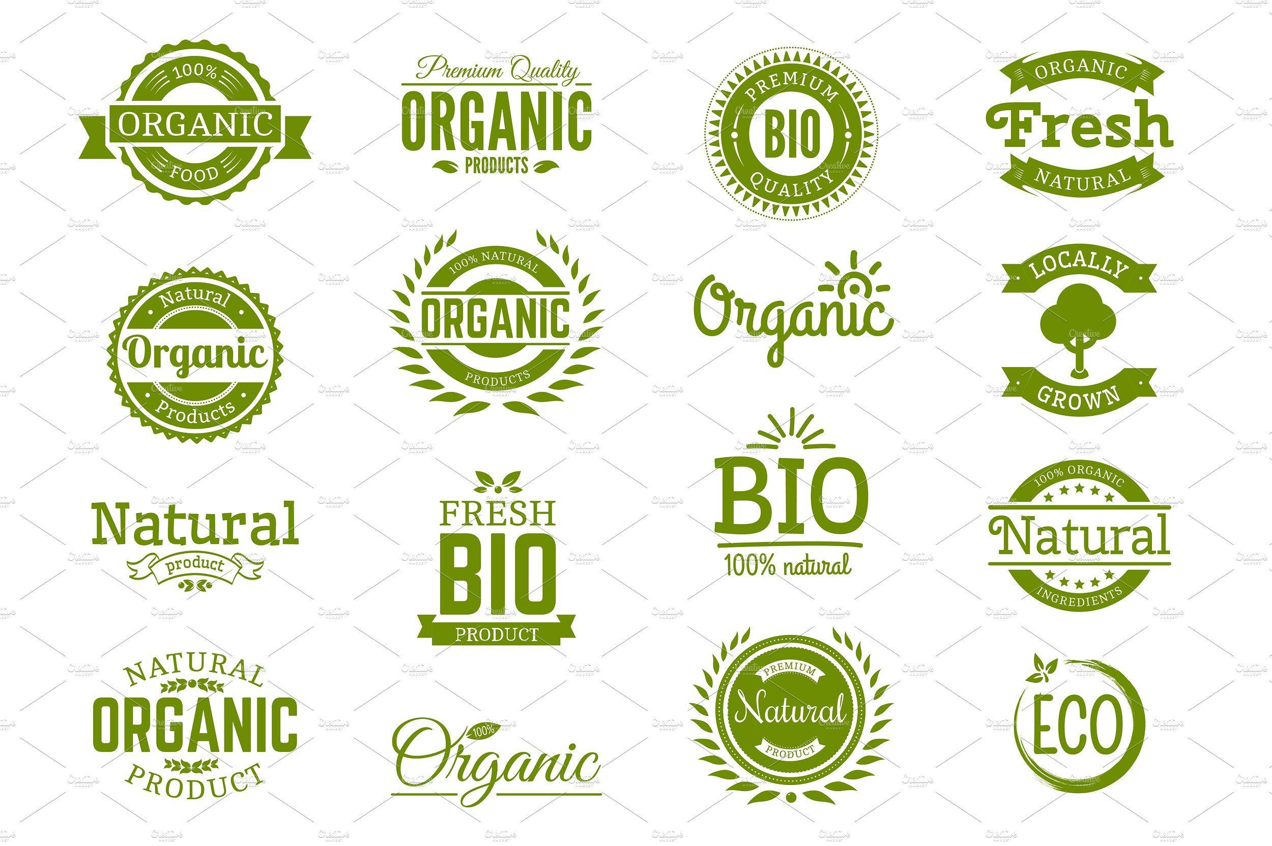 Organic Logo - Organic logos. Natural, bio food. ~ Graphics ~ Creative Market