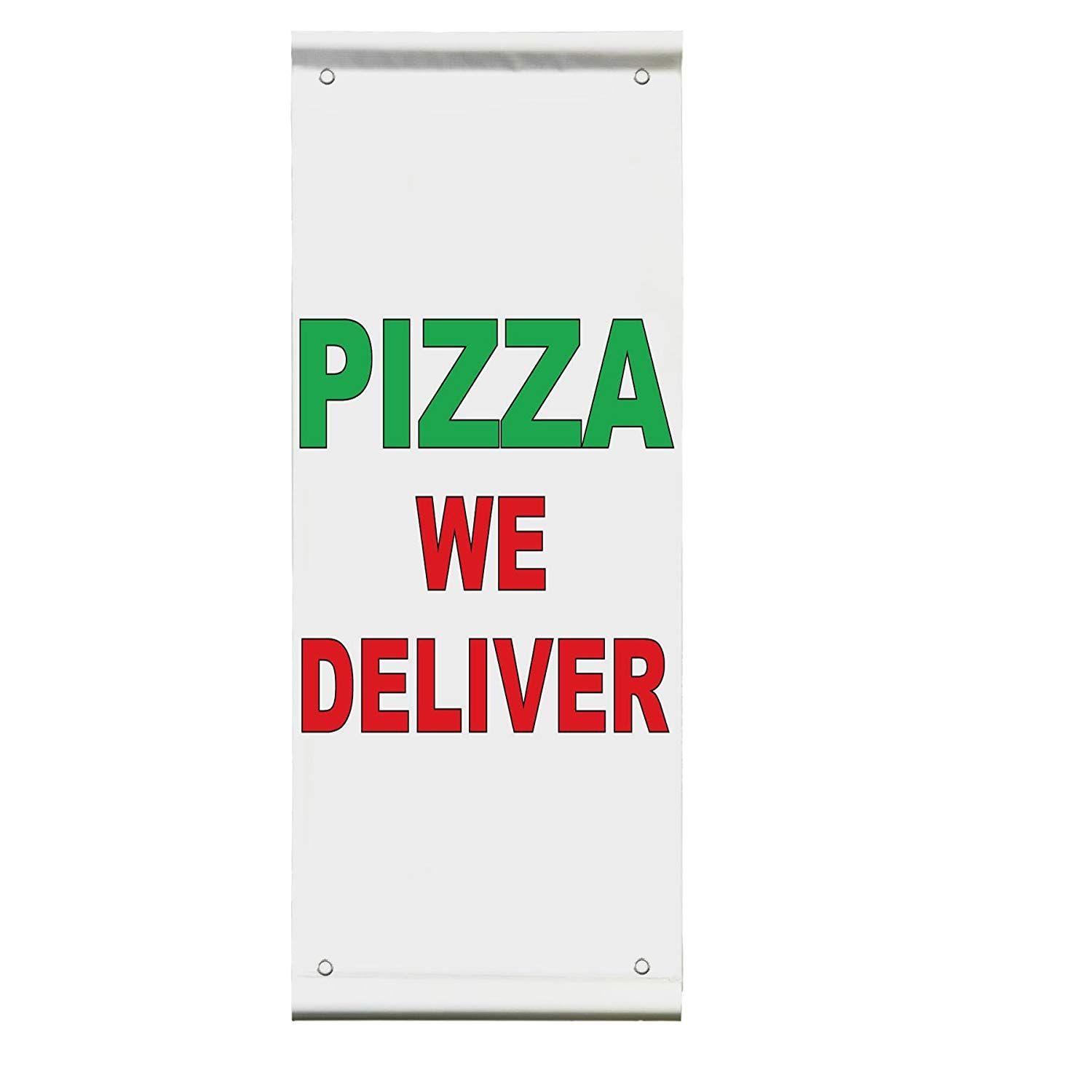 Red and Green Banner Restaurant Logo - Amazon.com : Pizza We Deliver Green Red Bar Restaurant Double Sided ...