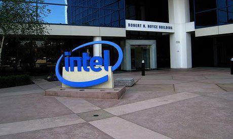Intel Corporation Logo - Intel logo at entrance. Corporation Office Photo
