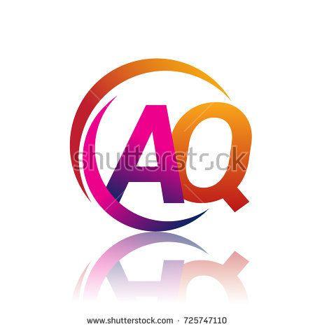 Orange Circle with Name Logo - initial letter AQ logotype company name orange and magenta color
