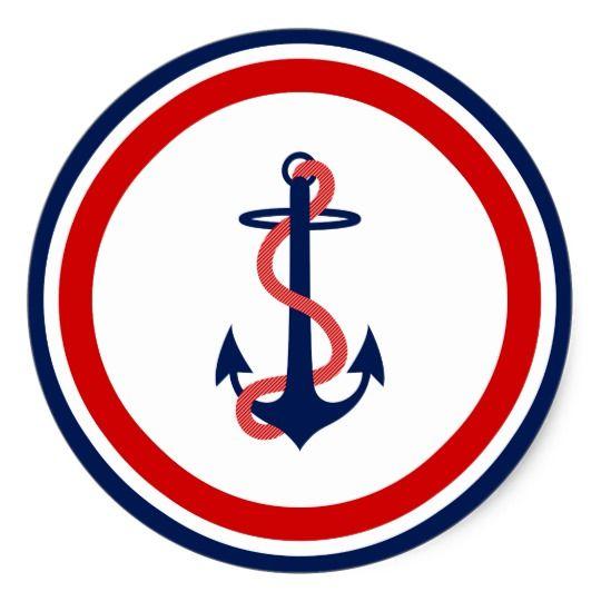 Red and Blue Anchor Logo - Nautical Anchor Stickers Red White Blue | Zazzle.co.uk