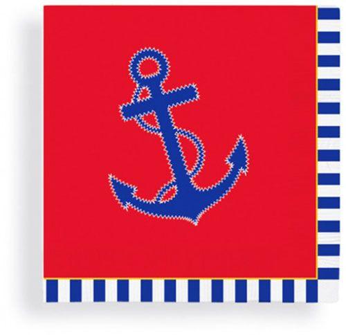 Red and Blue Anchor Logo - Red, White & Blue Anchor Beverage Napkins. Nautical Cocktail Party