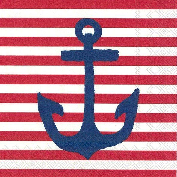 Red and Blue Anchor Logo - Square Navy Blue Anchor on Red and White Stripes Beverage Napkins