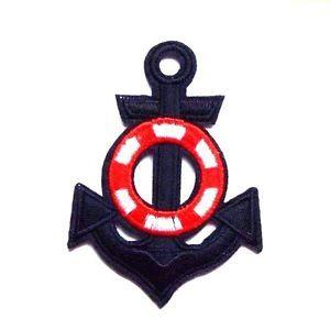 Red and Blue Anchor Logo - Blue Anchor Patch Sailor Lifebuoy Navy Embroidered Iron Sew On Badge