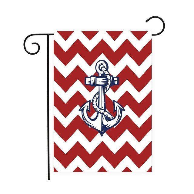 Red and Blue Anchor Logo - Blue Anchor Red Stripe Garden Flag Holiday Decorative Banner, 100