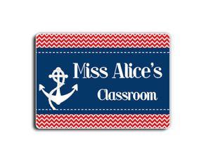 Blue and Red Chevron Logo - Personalised classroom decor red chevron with navy blue & white ...
