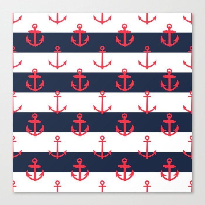 Red and Blue Anchor Logo - Red White and Blue Anchor Pattern Canvas Print by ppolecho | Society6