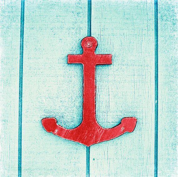 Red and Blue Anchor Logo - Anchor Photography print blue red aqua boating photo