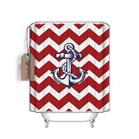 Red and Blue Anchor Logo - Vandarllin(TM) Shower Curtain Set Nautical Red White Stripes And ...