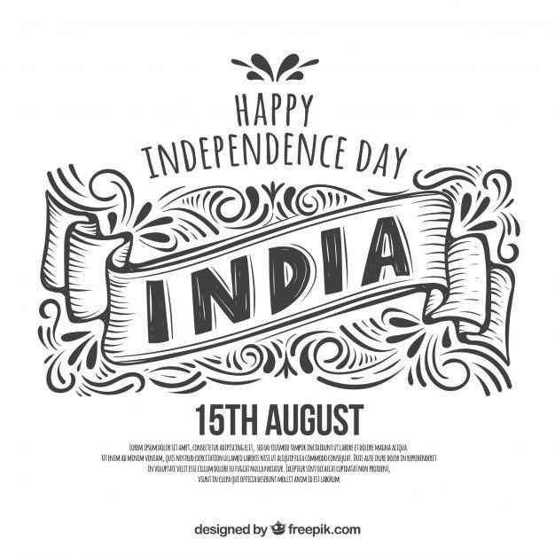 Indian Black and White Logo - Black and white hand drawn indian independence day background Vector