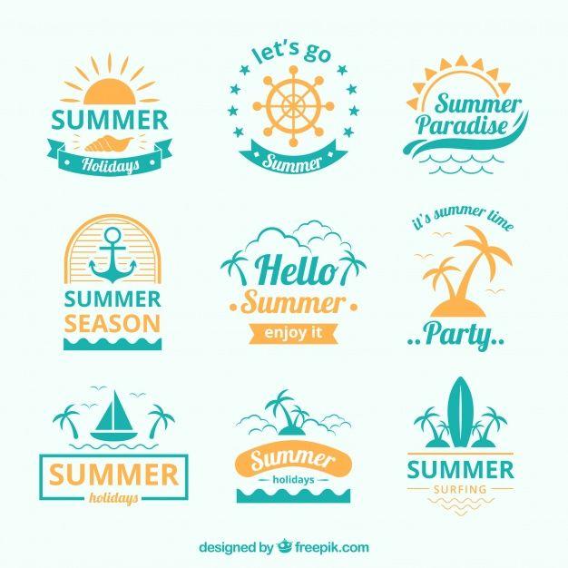 Summer Logo - Blue and yellow summer logo collection Vector | Free Download