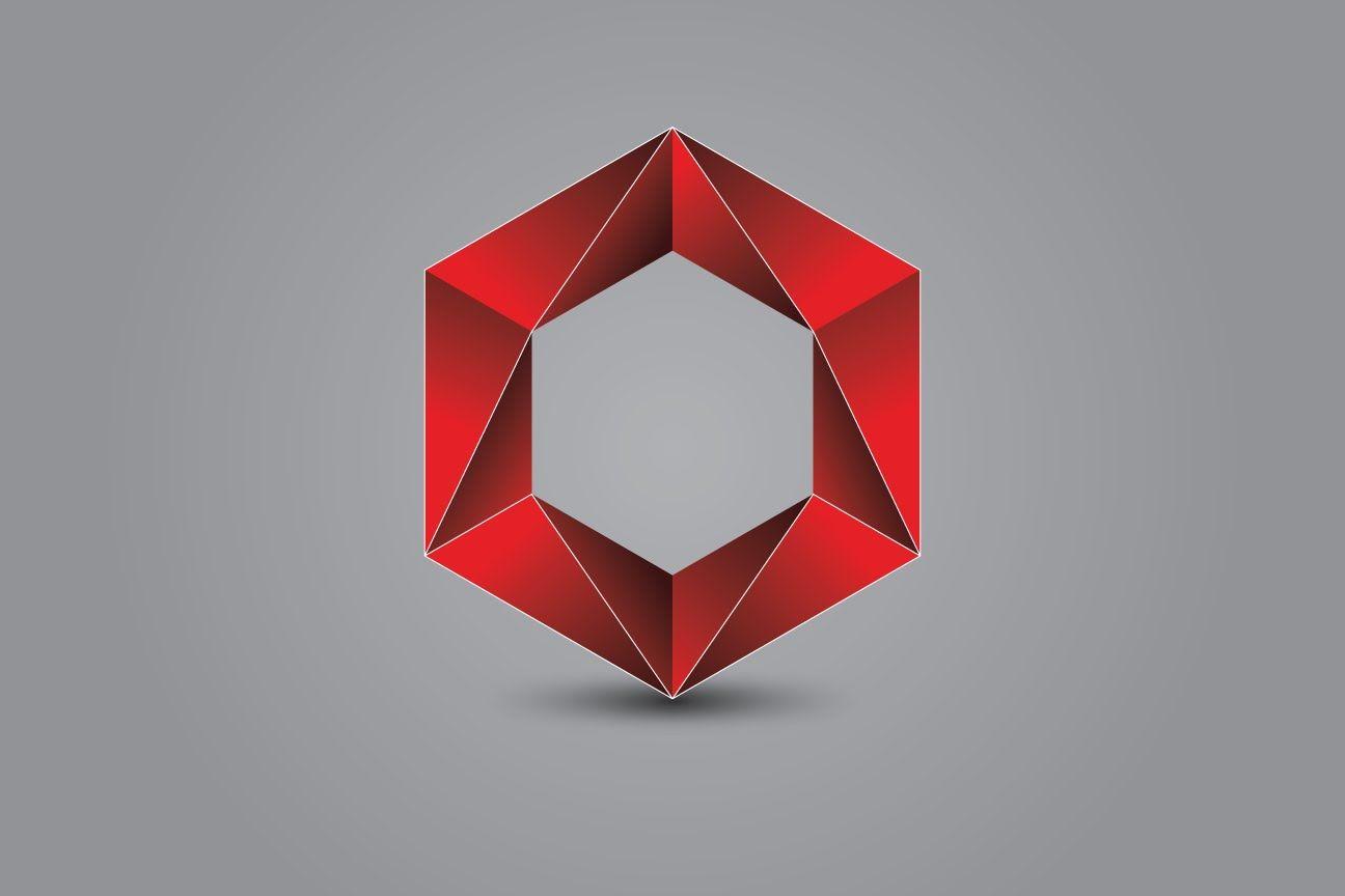 White and Red Hexagon Logo - Hexagon Logos
