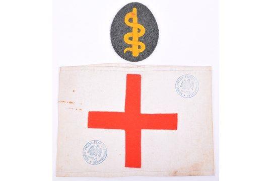 German Red Cross Logo - WW1 German Red Cross Armband and Medical Officers Cloth Arm Badge
